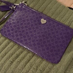 Coach Embossed Purple Wristlet